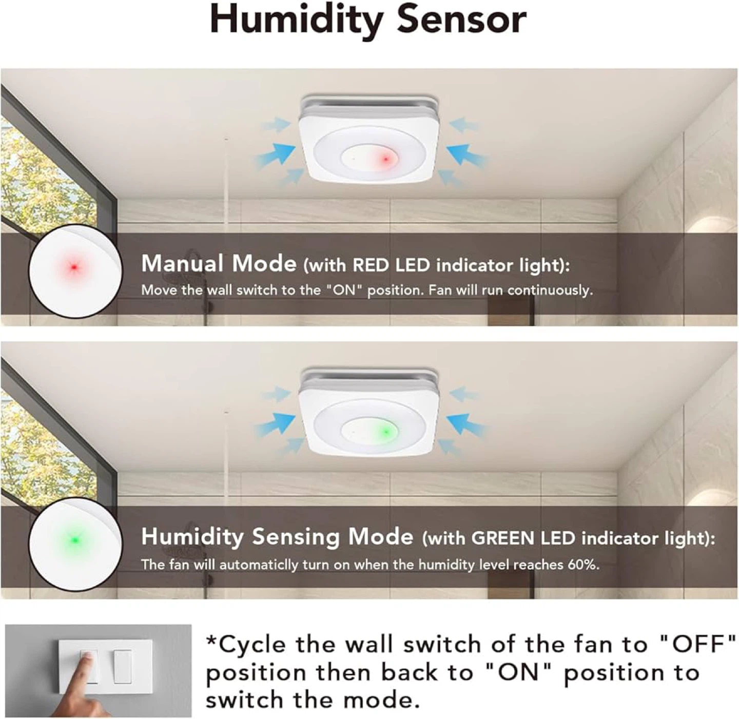OREiN 3-in-1 Bathroom Exhaust Fan with Light & Humidity Sensor - photo 3