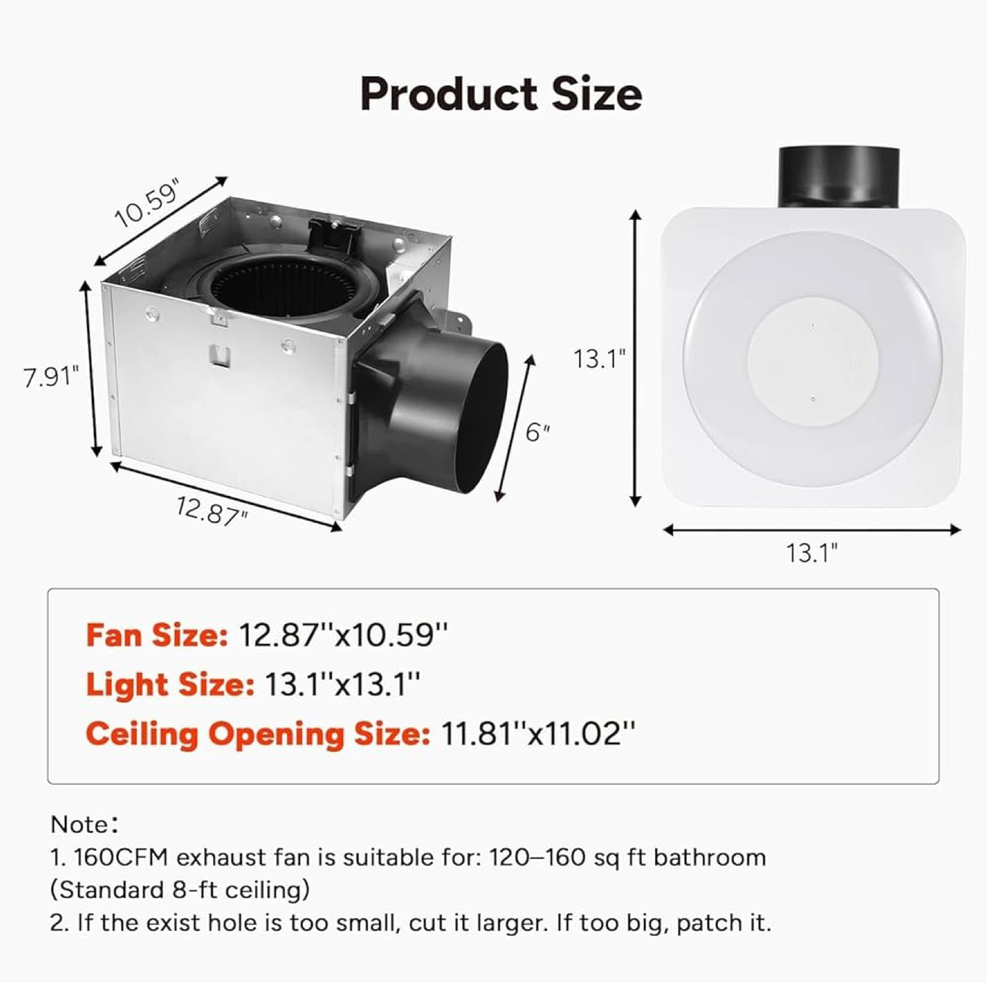 OREiN 3-in-1 Bathroom Exhaust Fan with Light & Humidity Sensor - photo 2