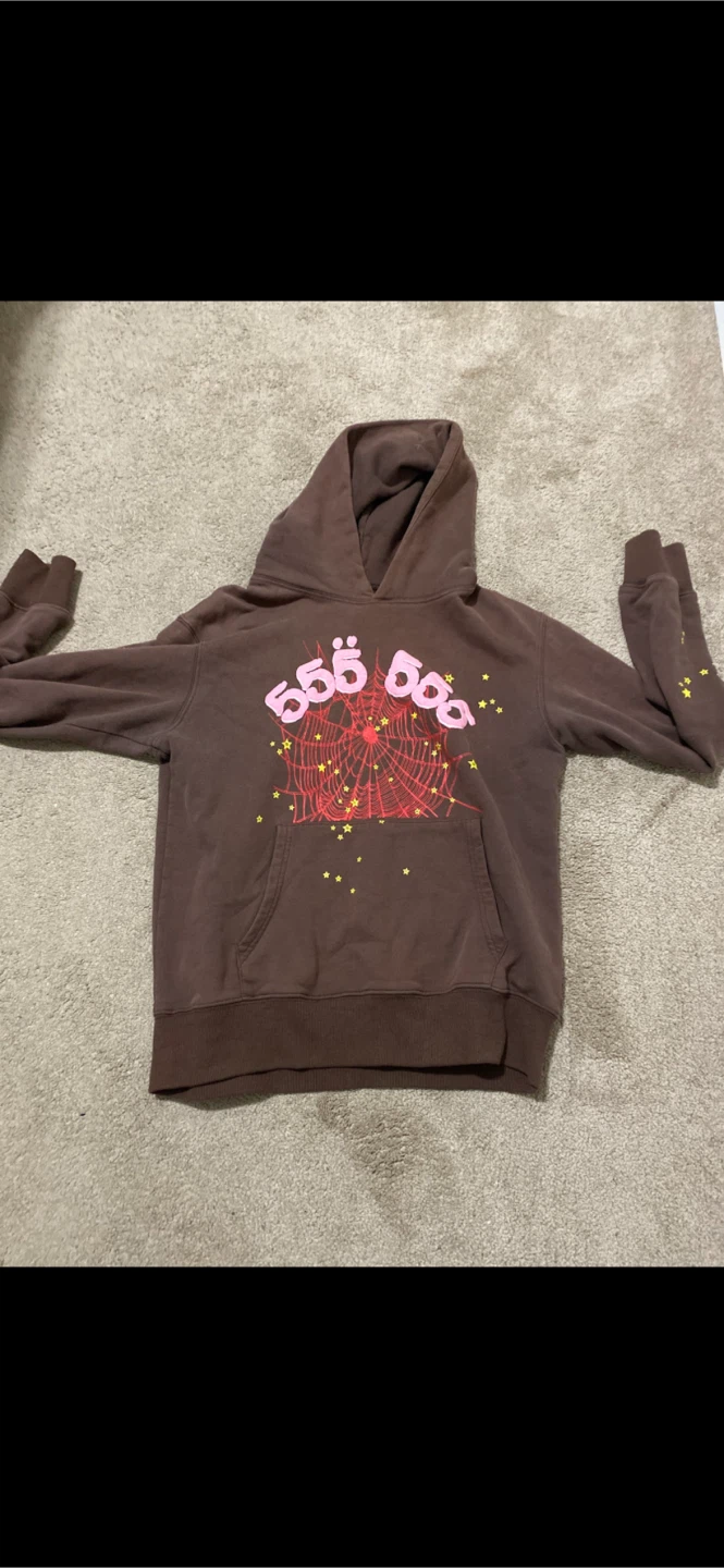 Brown Sp5der 555 hoodie