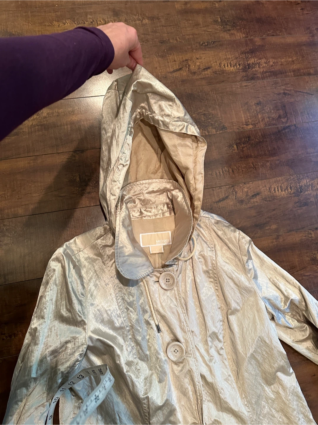 Michael Michael Kors Beige Hooded Trench Coat Size 8 - photo 3