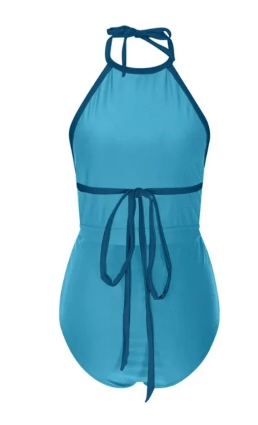 Blue Halter One-Piece Swimsuit Size M - photo 2