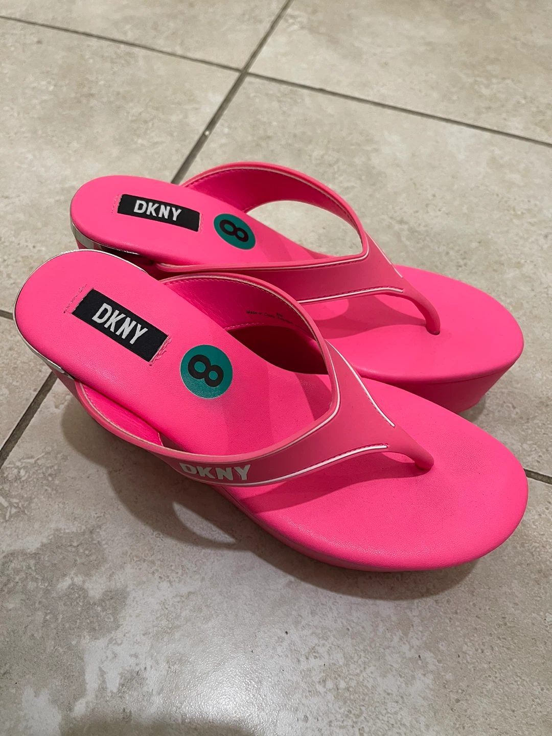 DKNY Barbie vibrant pink platform sandals