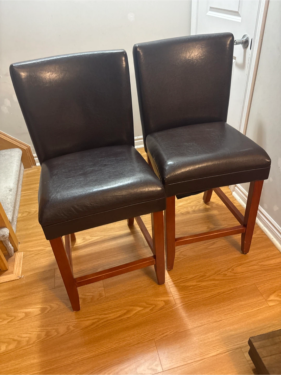 Set of 2 Dark Brown Faux Leather Counter Stools