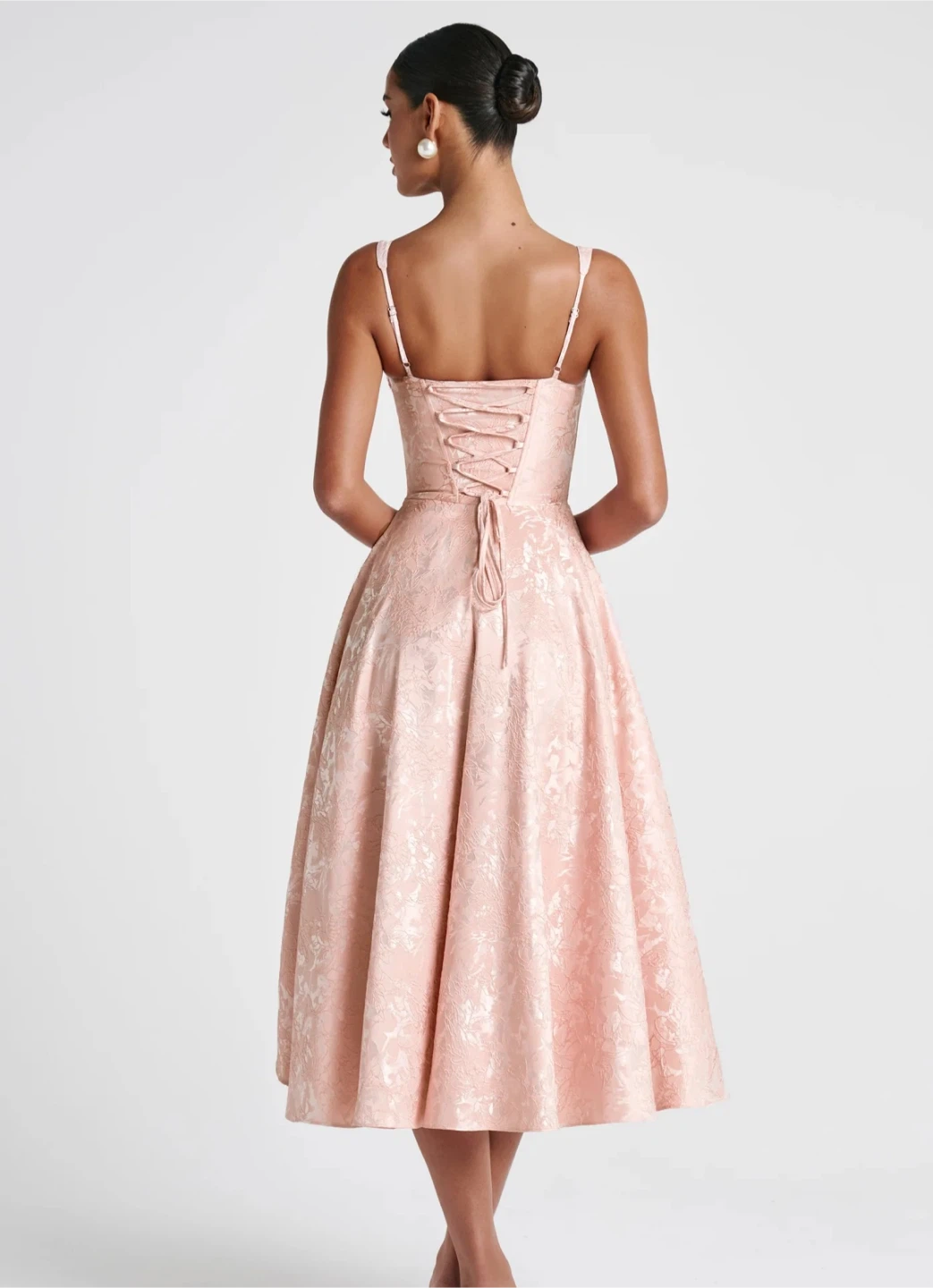 Pink Brocade Corset Midi Dress - photo 2