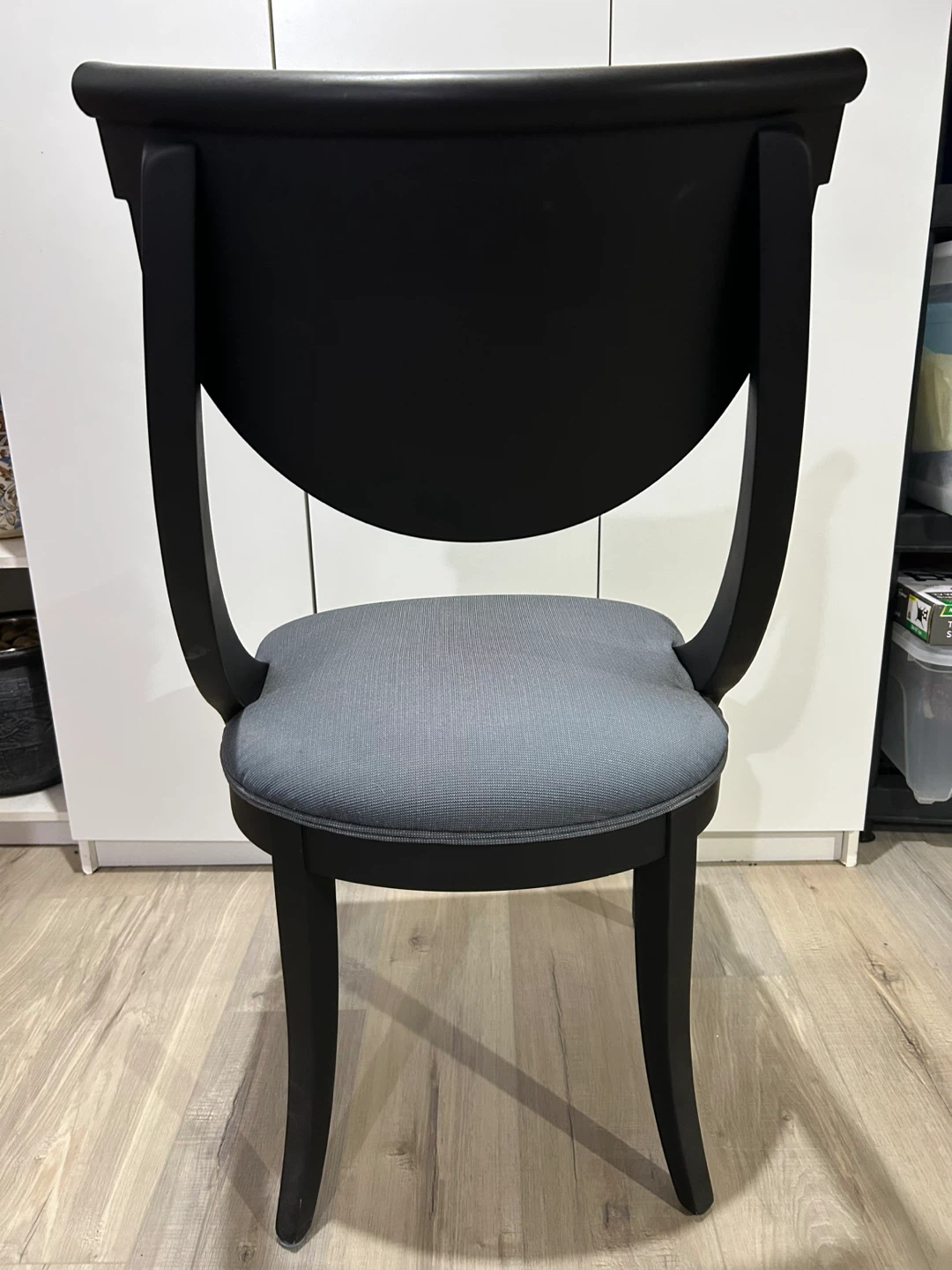 Set of 4 Black Wood Dining Chairs with Navy Upholstery - photo 3