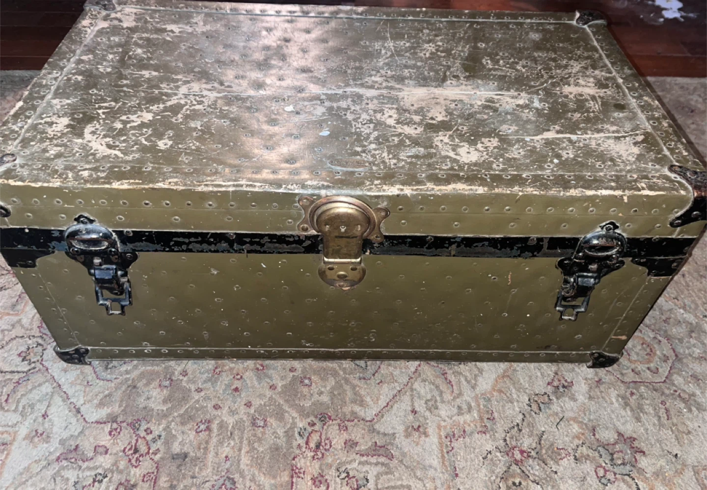 Antique Trunk World War 2 Military Footlocker must go OBO!