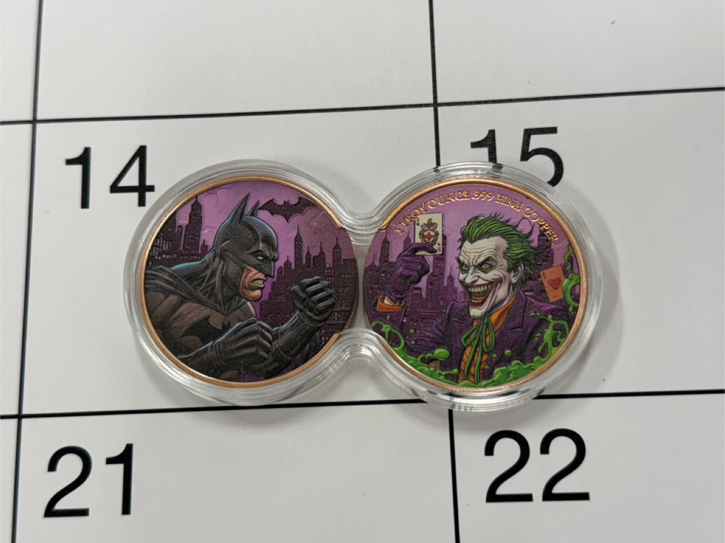 Batman and Joker 1 Troy Ounce 999 Fine Copper Coins
