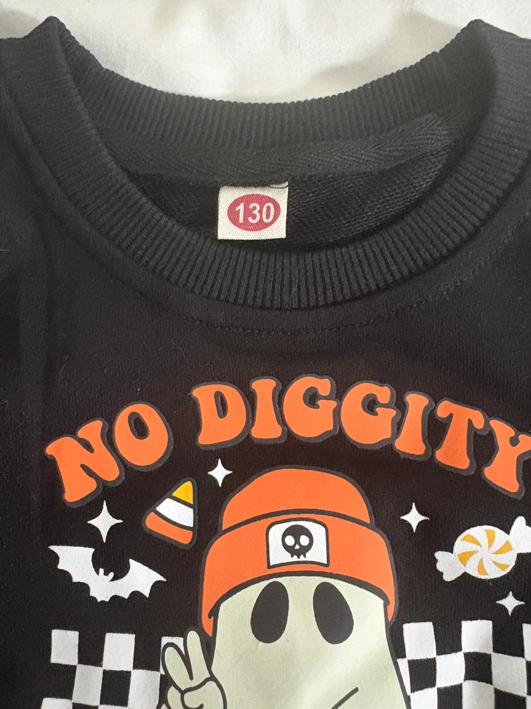Kids Black Halloween "No Diggity" Ghost Sweatshirt Size 130 - photo 2