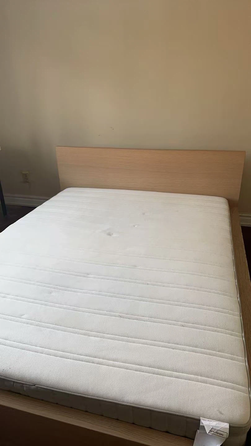 Wooden Bed Frame with Mattress