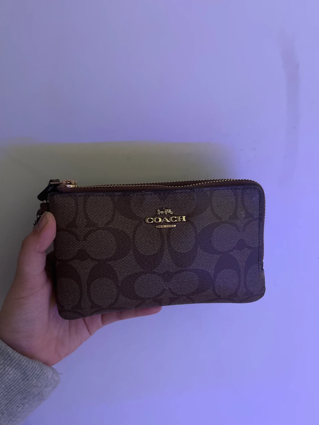 Coach Wristlet Small Brown Signature
