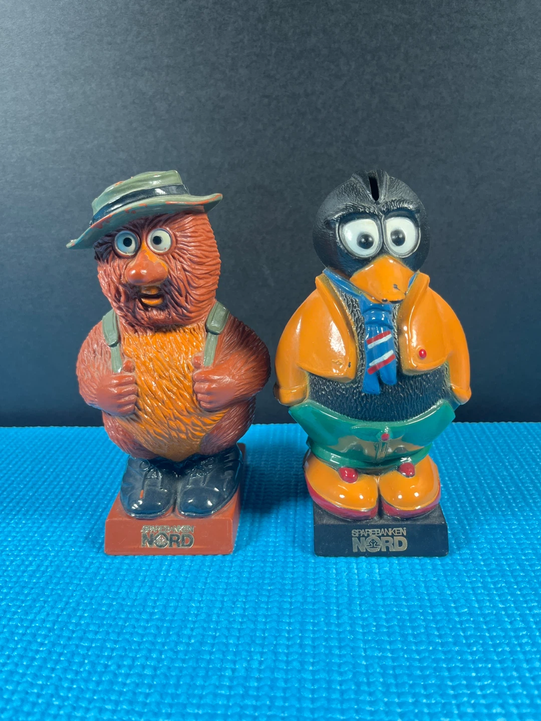 Vintage Sparbanken Nord Piggy Bank Duo - Bird & Duck Characters