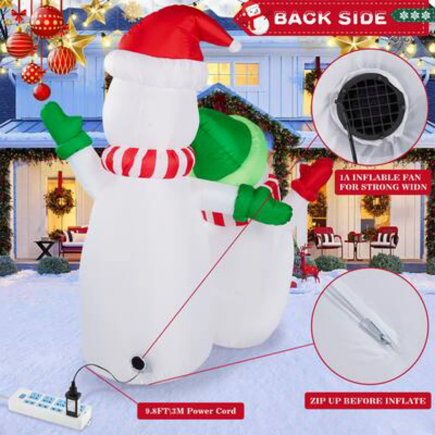 New 6FT Inflatable Christmas Decoration,Snowman + Built-in LED - photo 2