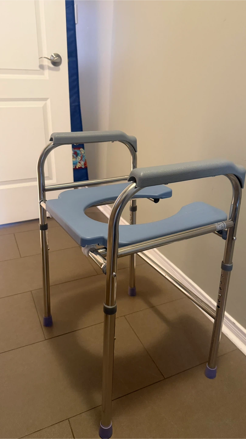 Adjustable Commode Chair with Padded Arms