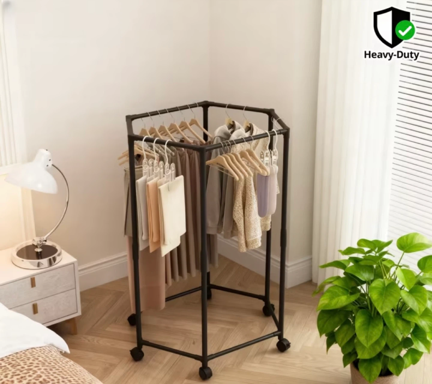 Heavy-Duty Hexagonal Clothes Rack on Wheels - photo 3