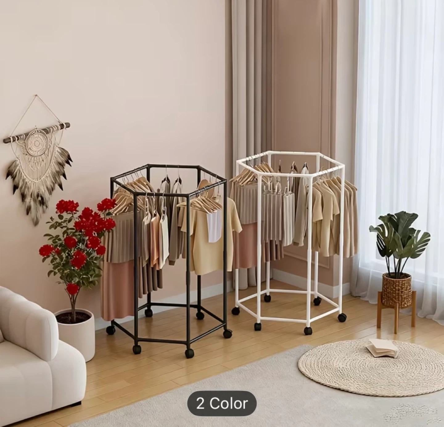 Heavy-Duty Hexagonal Clothes Rack on Wheels - photo 2