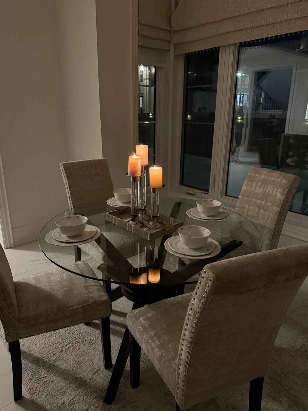 Round Glass Dining Table with 4 Chairs - photo 4