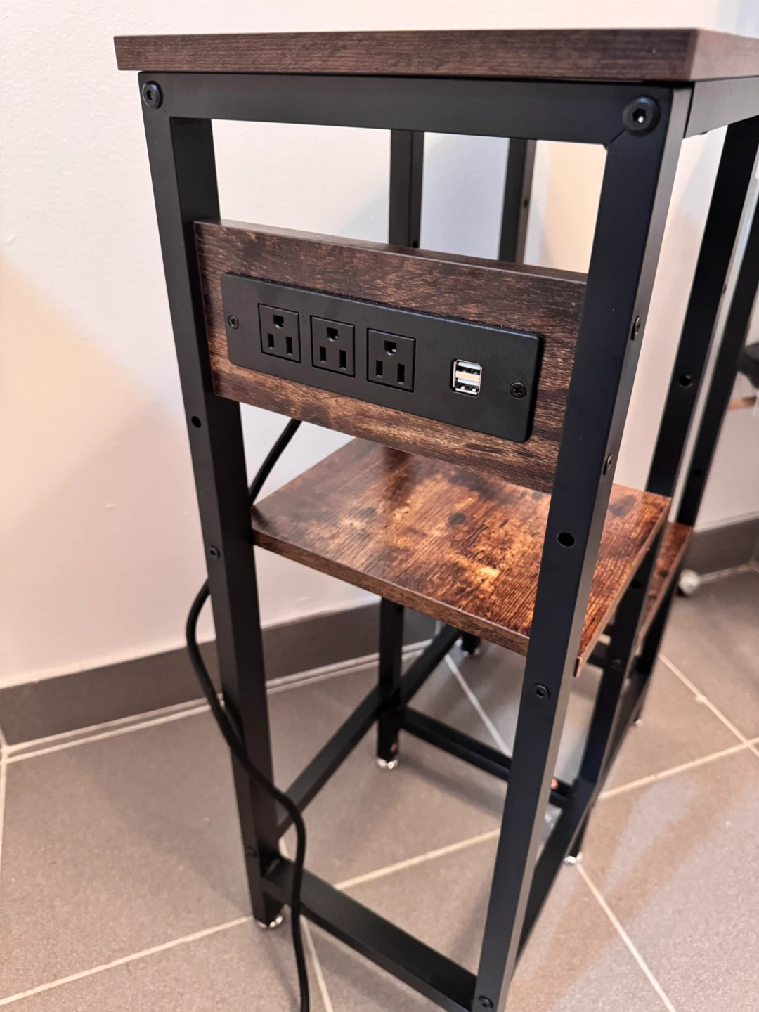 Two-Tier Side Table with Built-in Power Outlets and USB Ports - photo 3