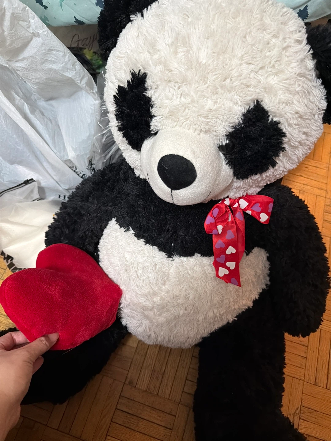 Large Plush Panda Bear with Heart Pillow - photo 3