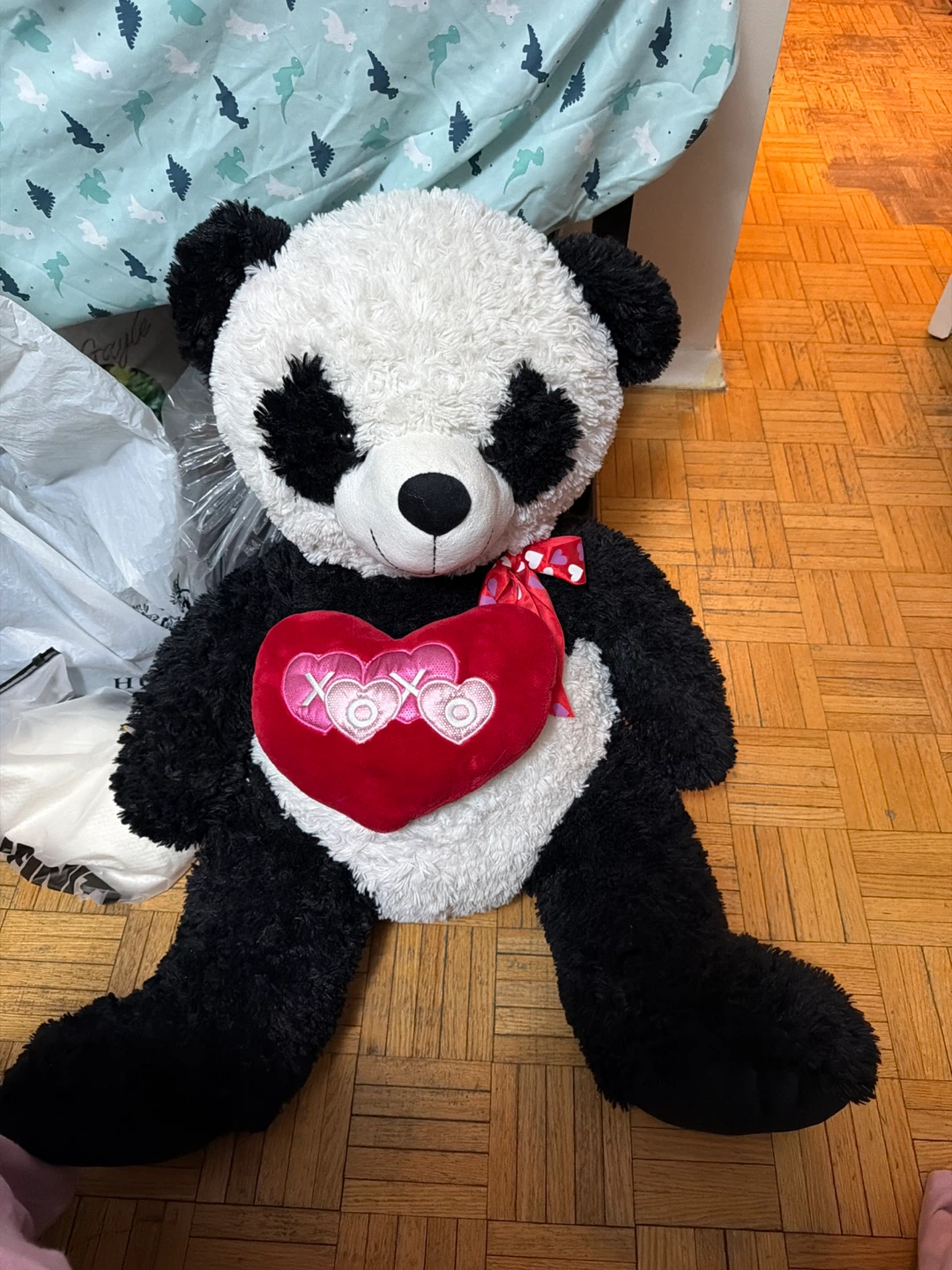 Large Plush Panda Bear with Heart Pillow - photo 2
