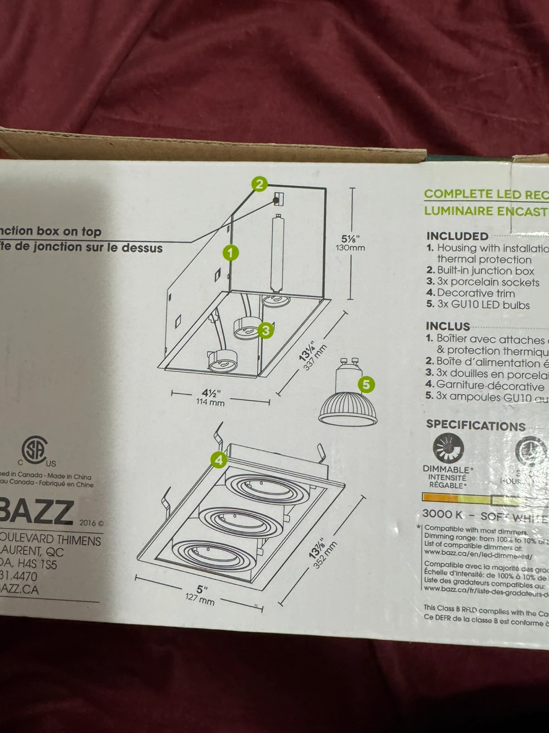 Bazz LED Cube Recessed Fixture - 3x GU10 - photo 2