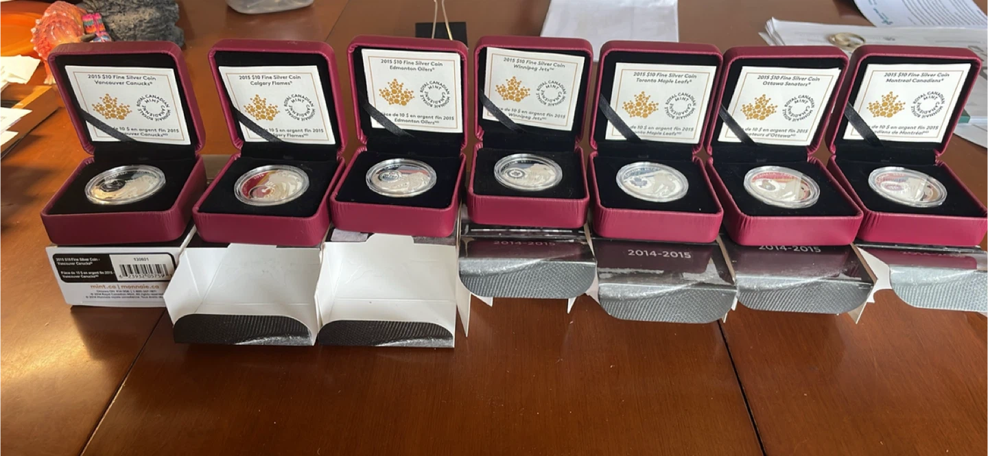 Royal Canadian Mint 2015 $10 Fine Silver Coins - NHL Teams