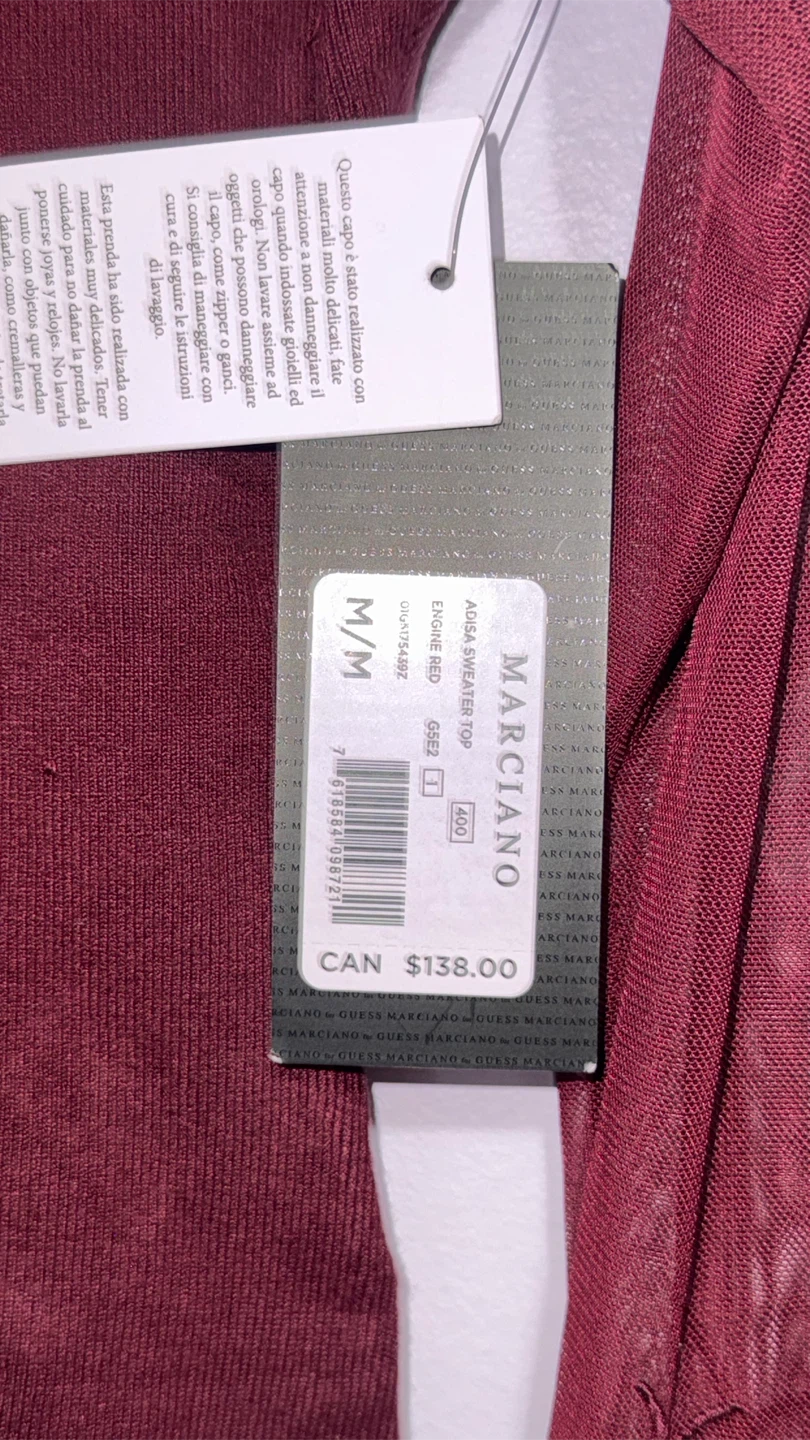 Marciano Burgundy Mesh Sweater Top Size M - photo 2