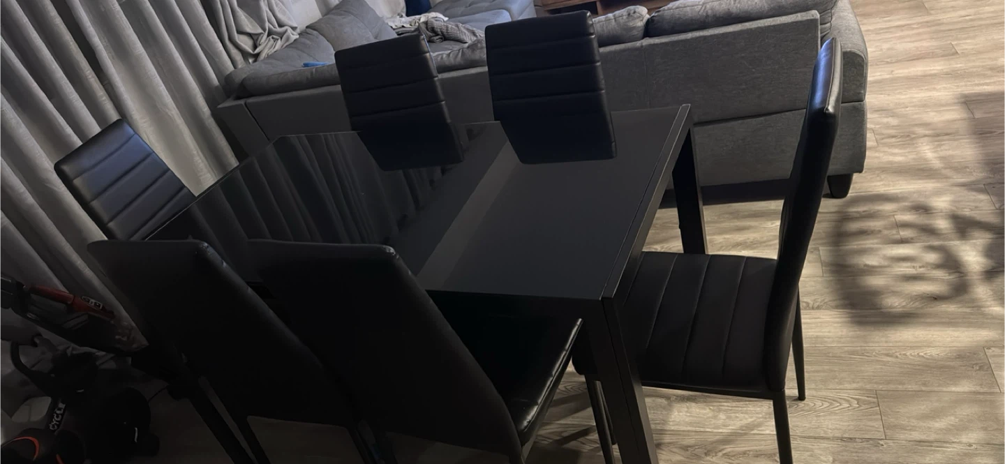 Black Dining Table Set with 6 Chairs