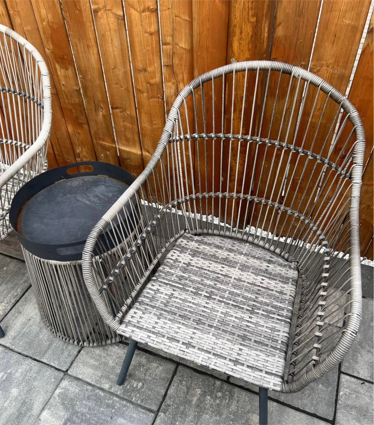 Outdoor Rattan Chairs and Side Table Set - photo 3