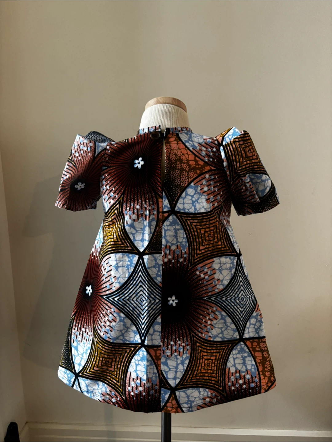 Ankara toddler A line dress with puff pleated sleeve - photo 2