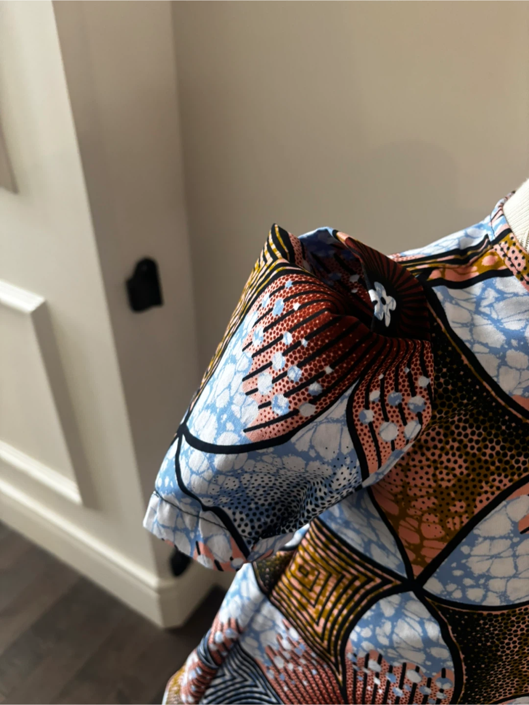 Ankara toddler A line dress with puff pleated sleeve - photo 3