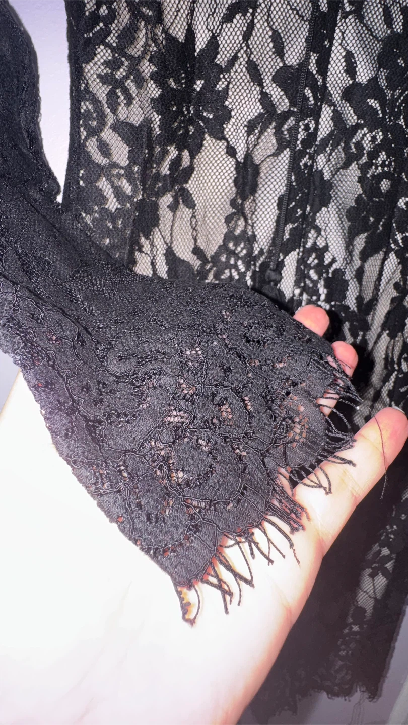 Black Lace Dress with Tassel Detail - photo 4