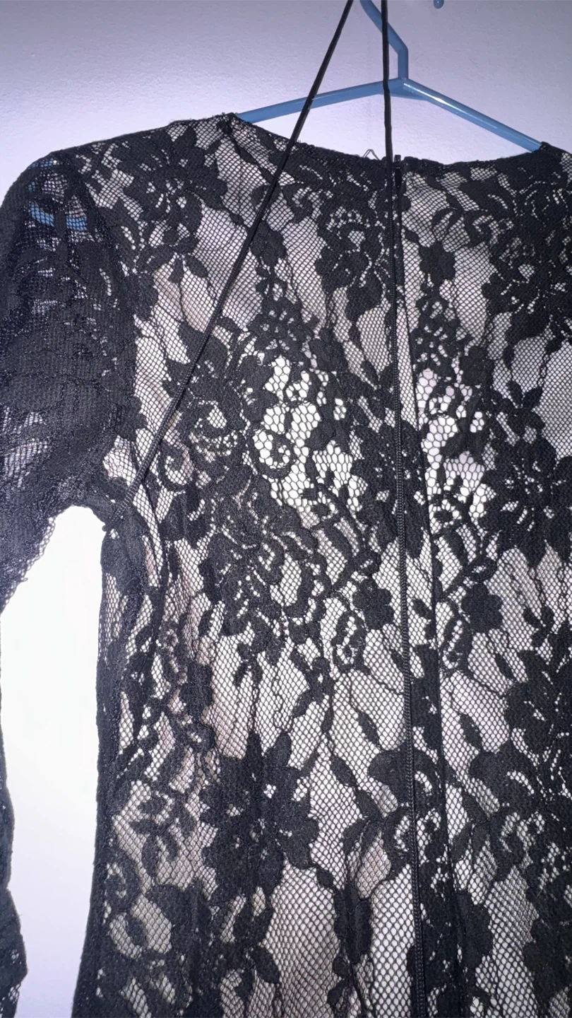 Black Lace Dress with Tassel Detail - photo 3