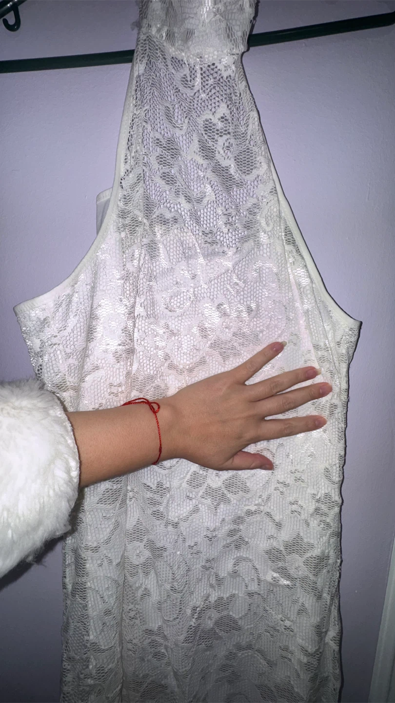 White Lace Halter Dress - photo 4