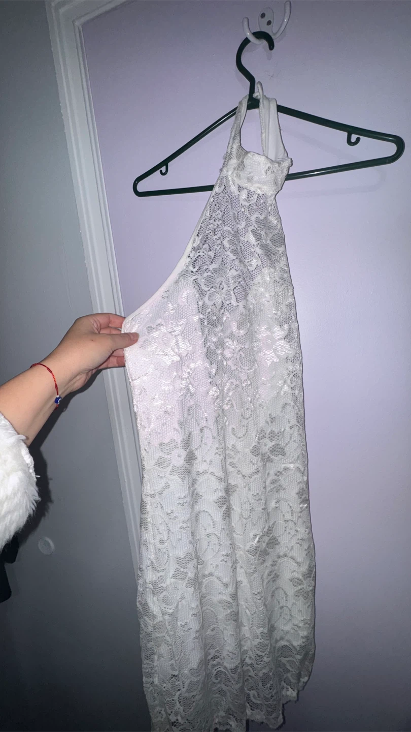 White Lace Halter Dress