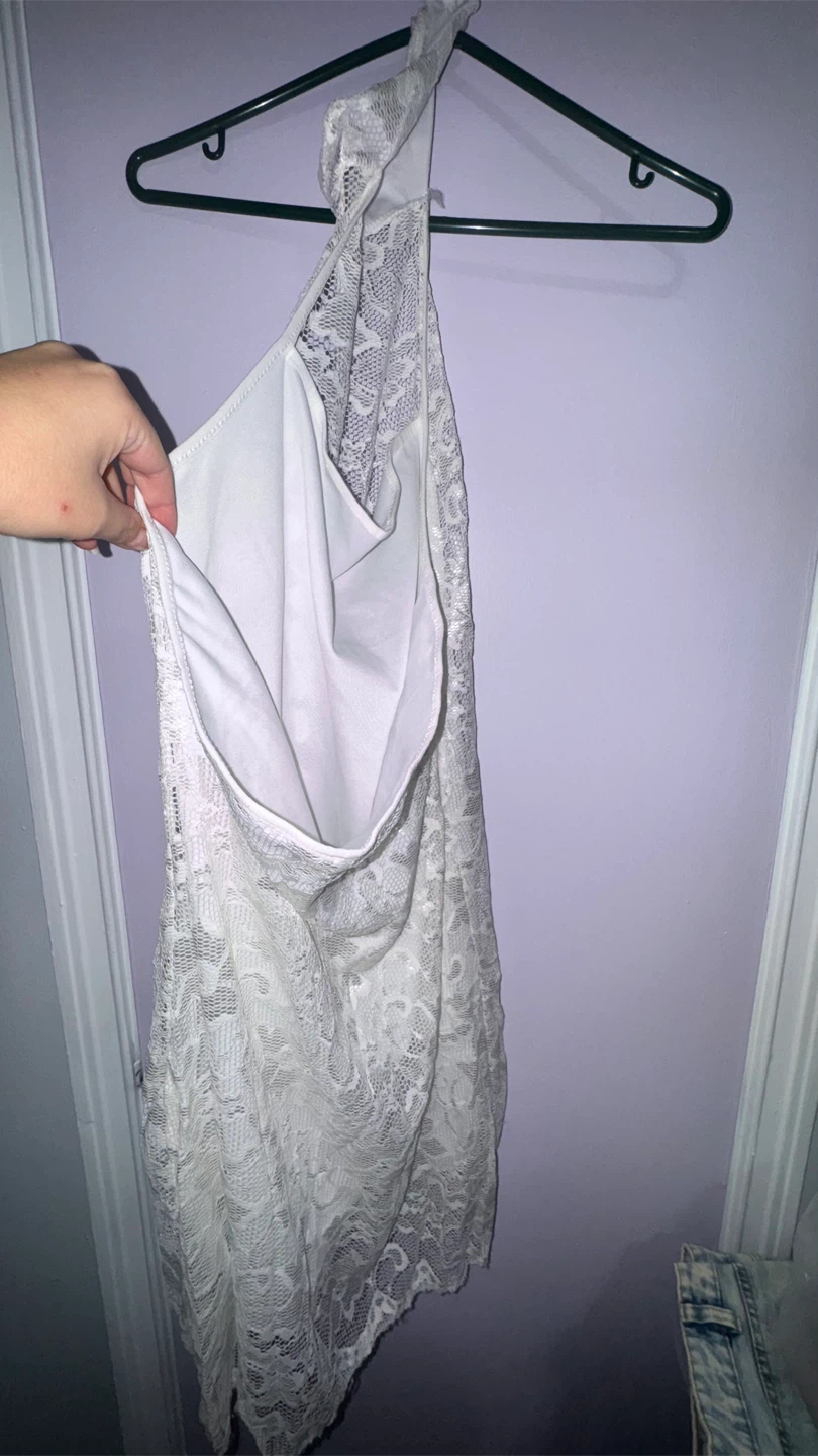 White Lace Halter Dress - photo 2