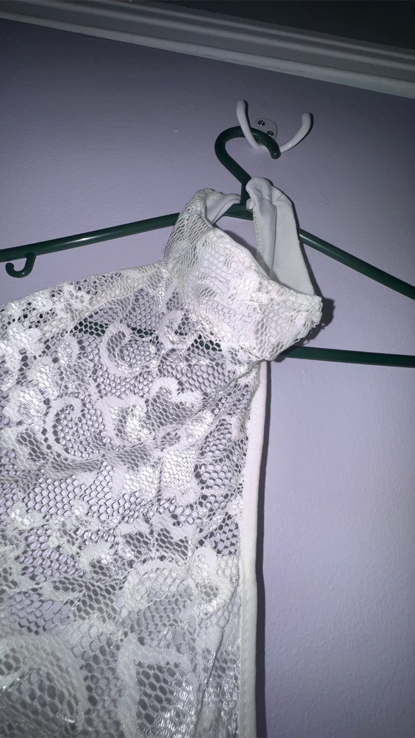 White Lace Halter Dress - photo 3