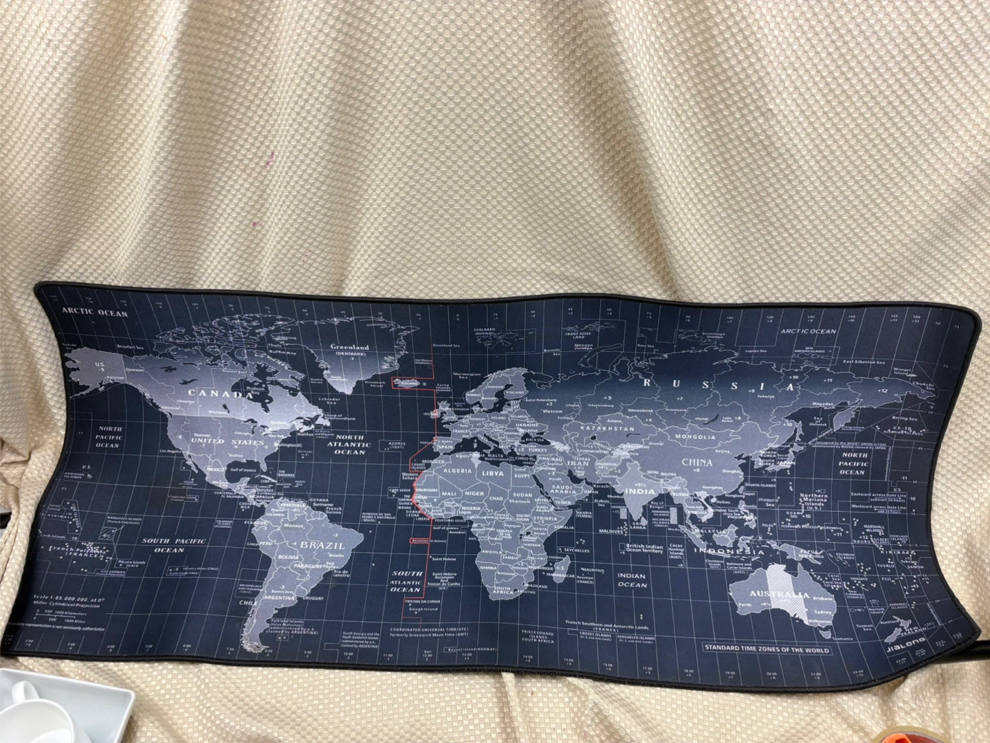 ” World Map Desk Mat with Time Zones 35x15 inches 🧡