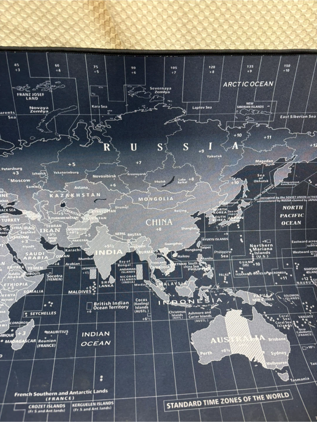 ” World Map Desk Mat with Time Zones 35x15 inches 🧡 - photo 2