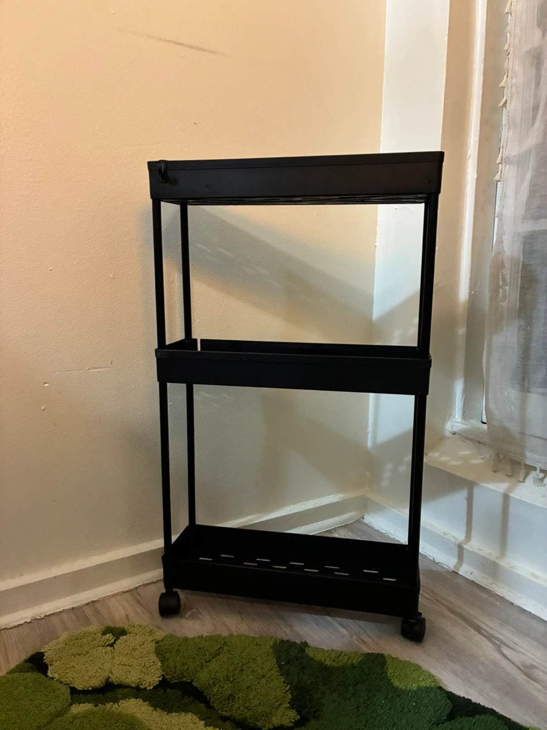 Black 3-Tier Slim Rolling Storage Cart - photo 2