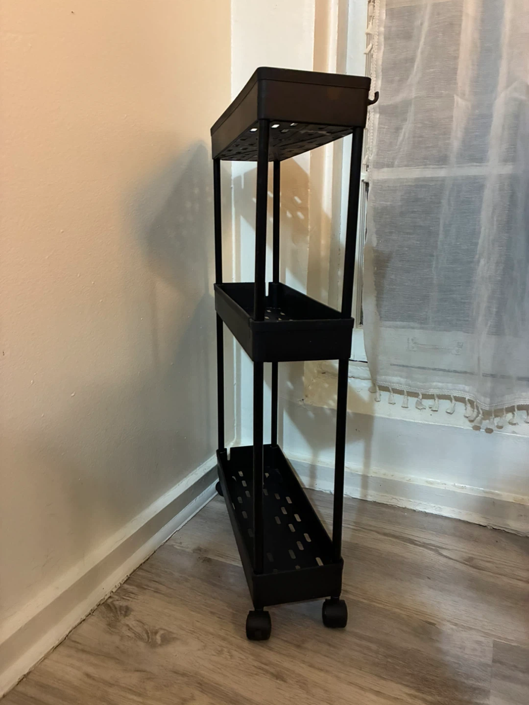 Black 3-Tier Slim Rolling Storage Cart