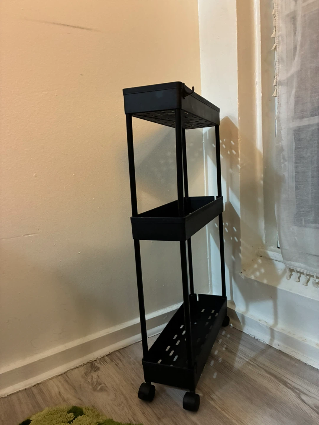 Black 3-Tier Slim Rolling Storage Cart - photo 3