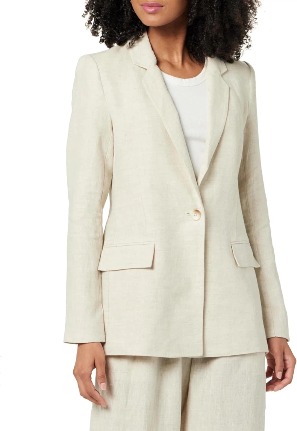NEW! The Drop Women's Blake Long Blazer, Natural Linen