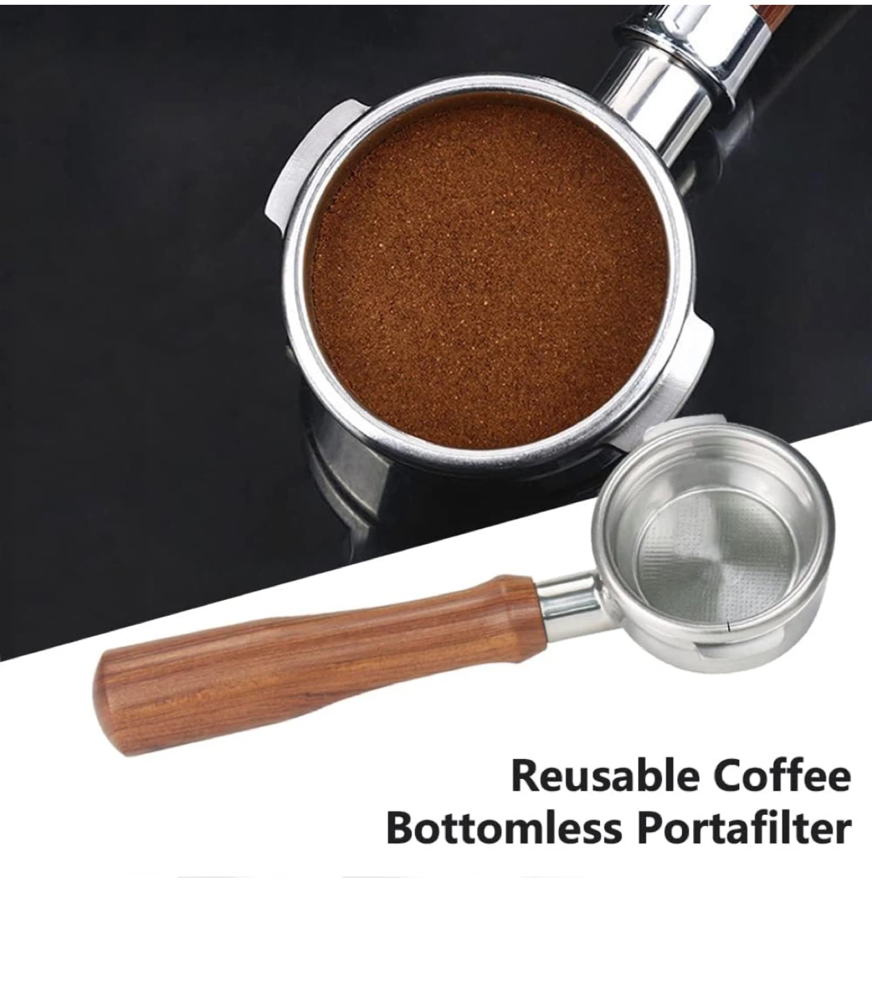 Reusable Bottomless Portafilter with Wooden Handle - photo 3