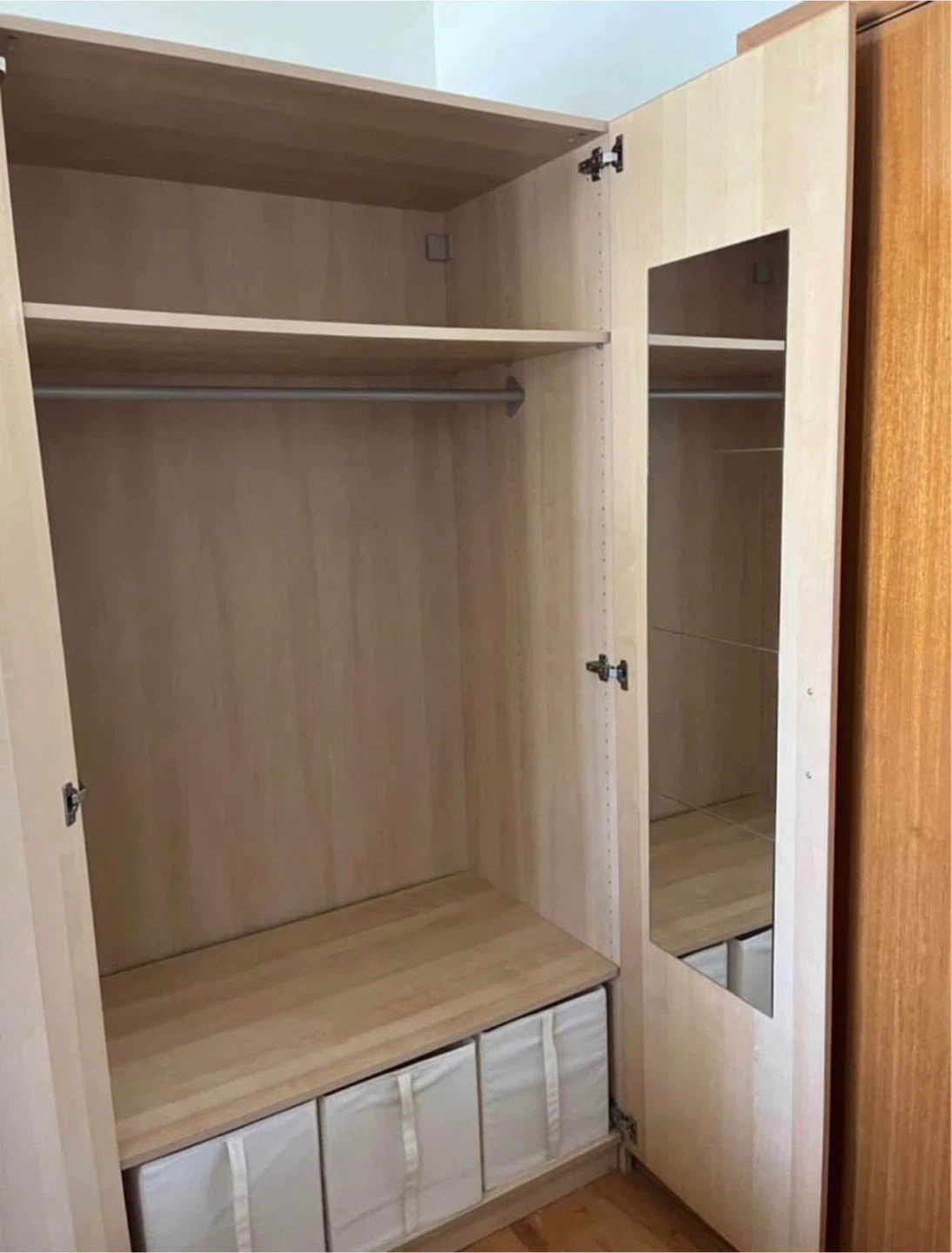 Move out sell - Light Wood Two-Door Wardrobe with Mirror - photo 2