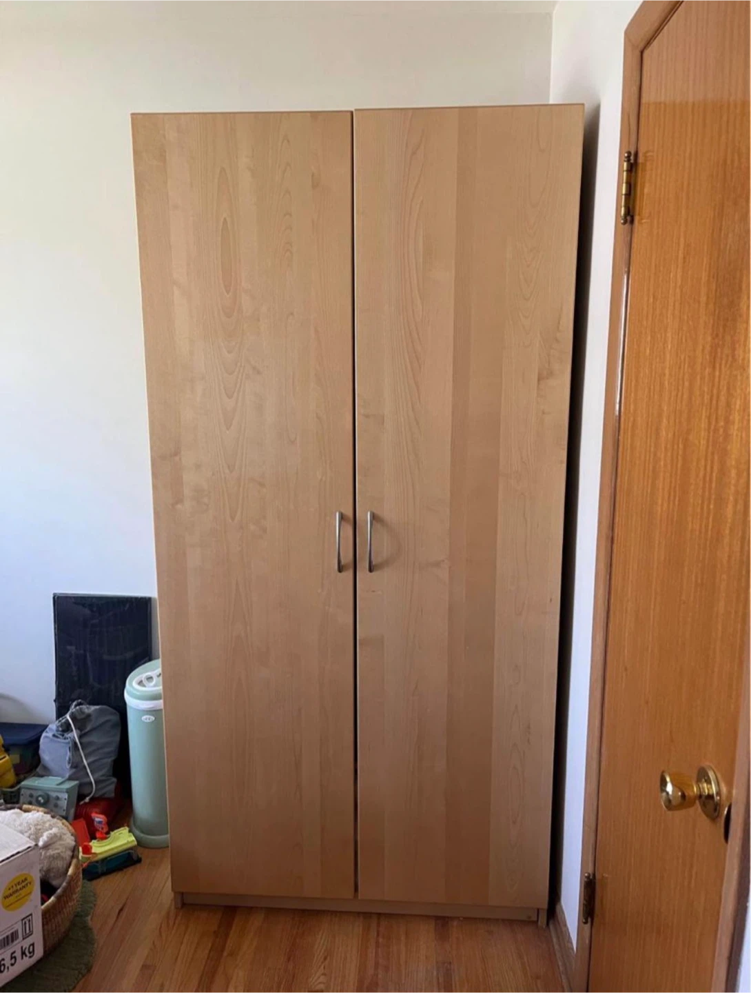 Move out sell - Light Wood Two-Door Wardrobe with Mirror