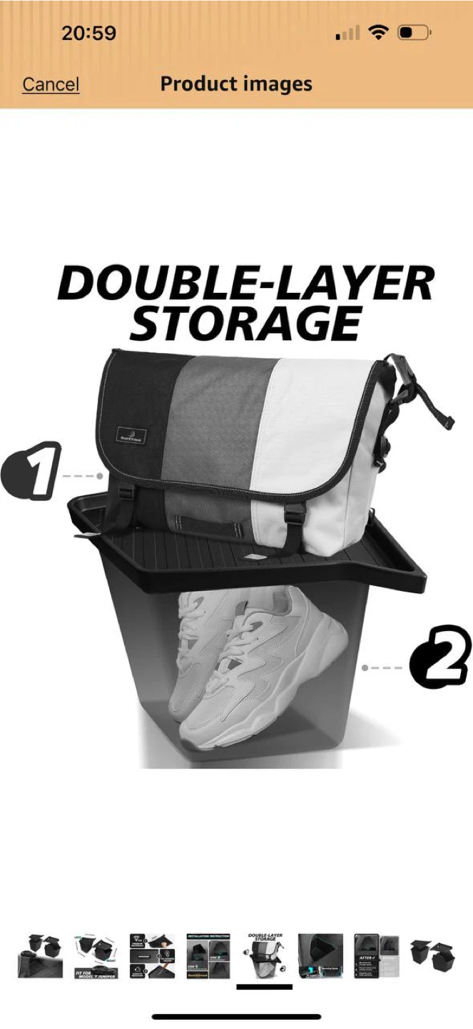 BestEvMod Rear Trunk Storage Bins w/ Lids for Tesla Model Y - photo 2