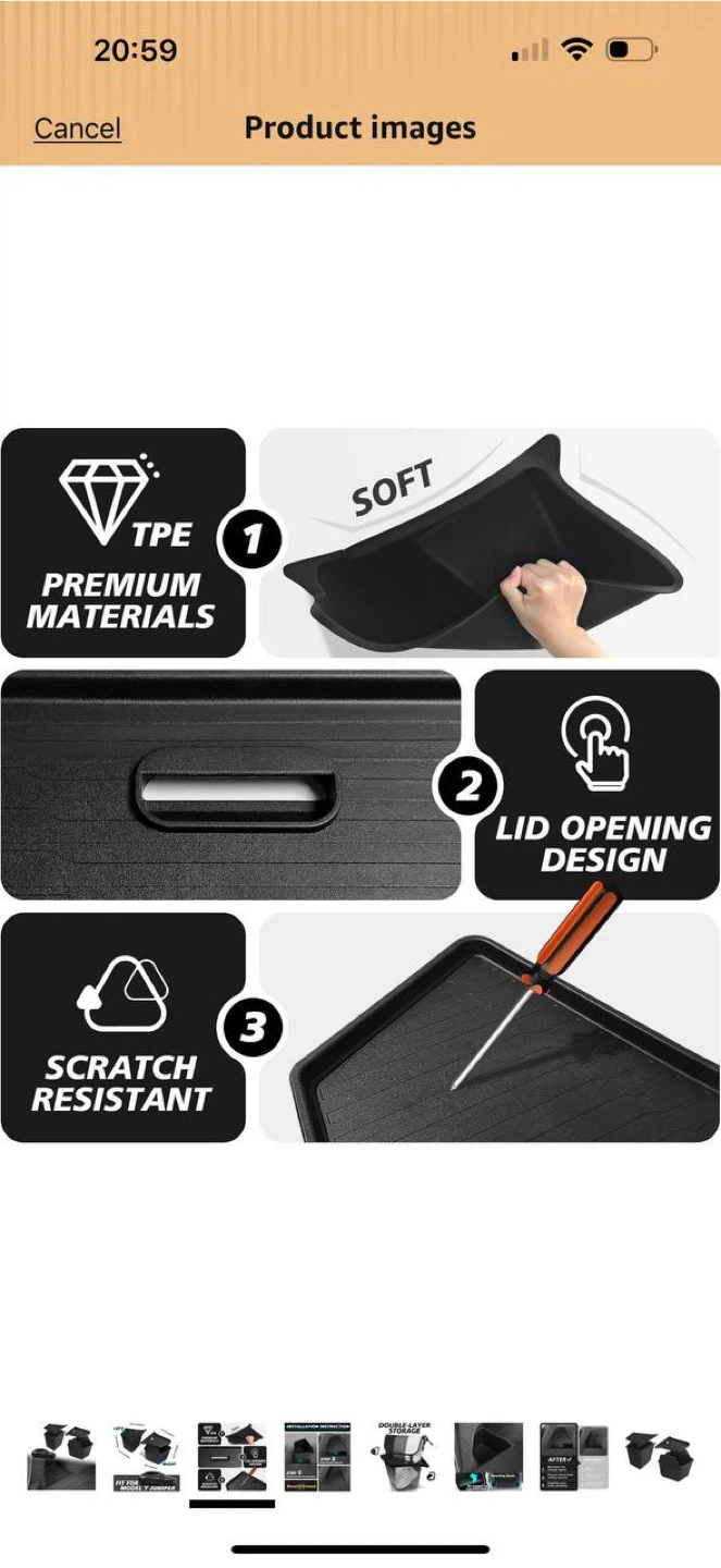 BestEvMod Rear Trunk Storage Bins w/ Lids for Tesla Model Y - photo 4