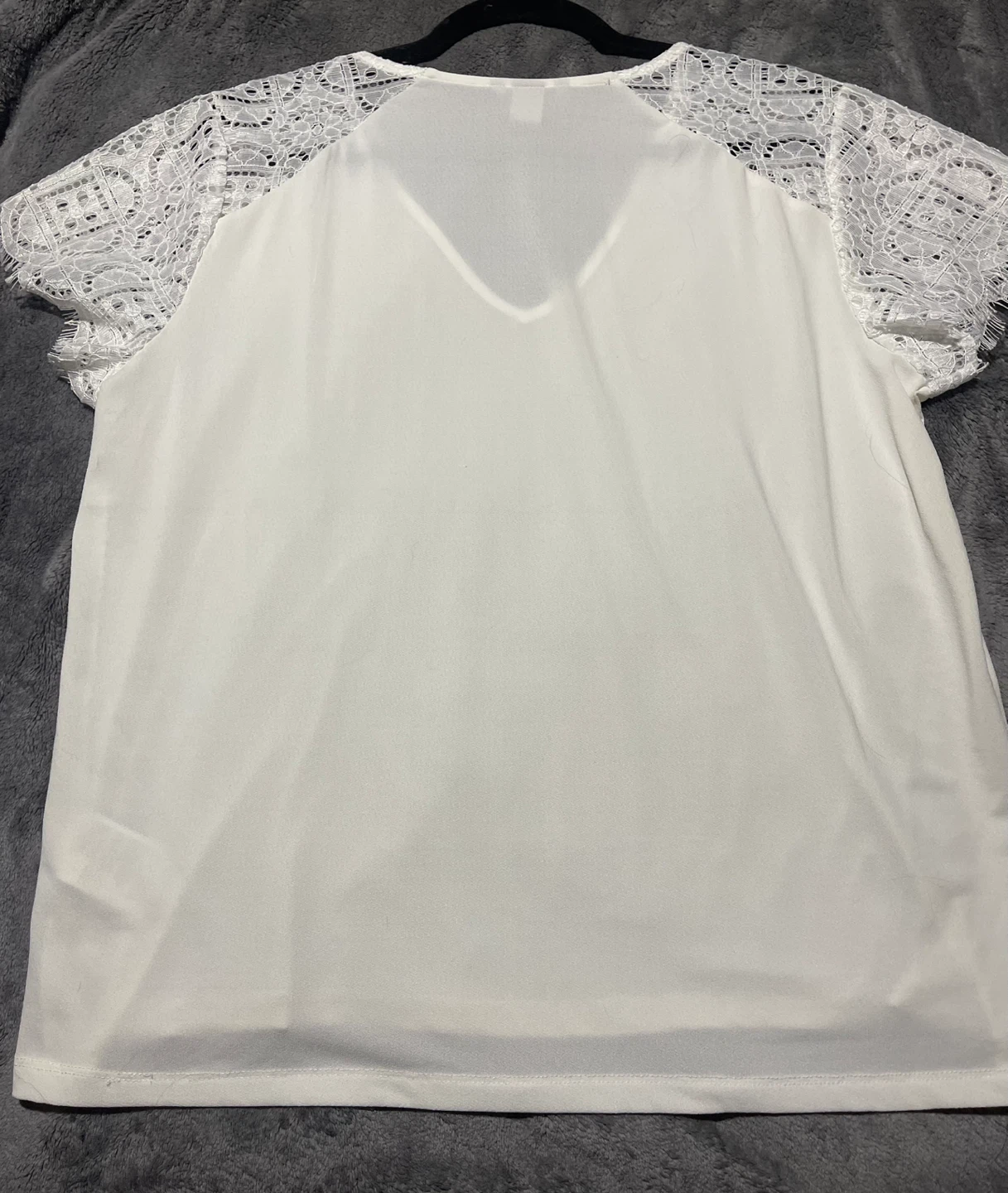 H&M White Lace Sleeve V-Neck Top - Size L - photo 2