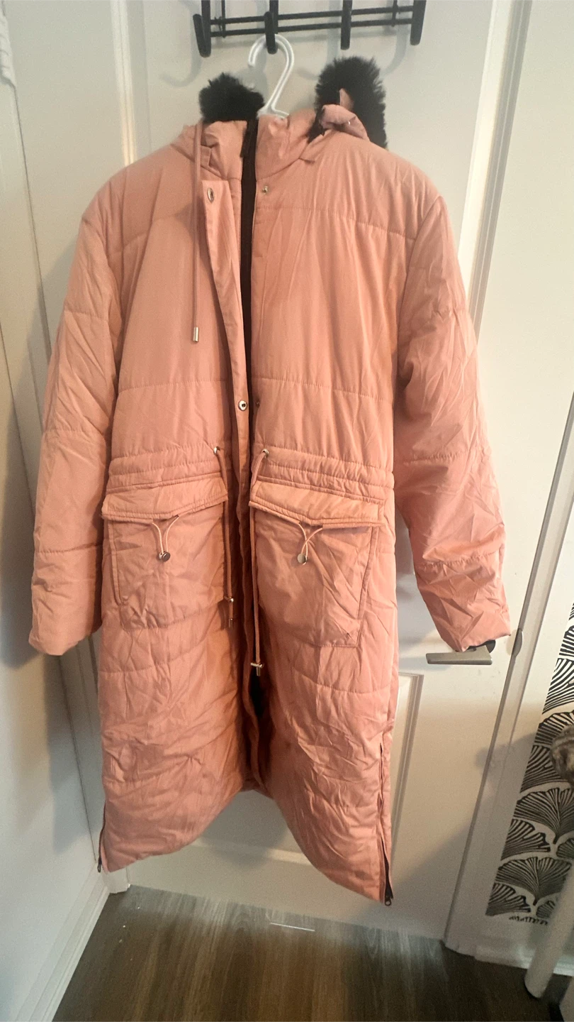Fashion Outdoor Pink Puffer Coat - XL