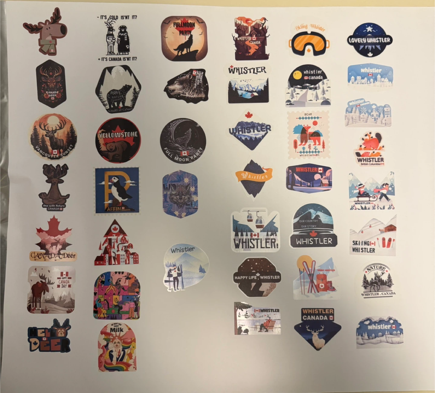 Whistler Canada Sticker Sheet (each 10: $10)